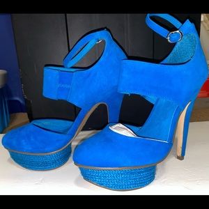 TopShop SHILO Strap Raffia Platforms Heels